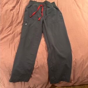 Figs Isabel High Wasted Wide Leg Scrub Pants in Charcoal Grey